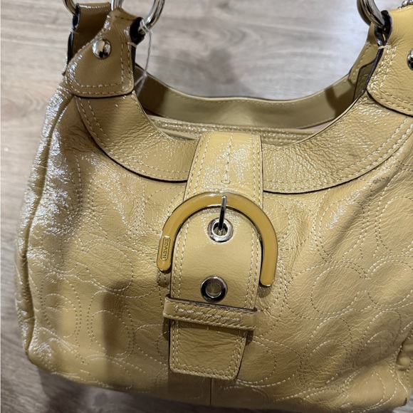 Coach Handbags - Coach Beige Textured Leather Shoulder Bag